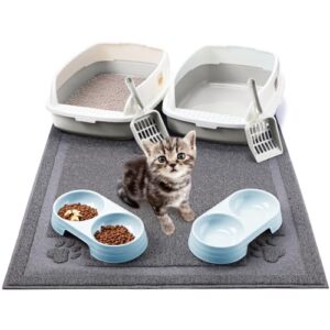 Sliner 7-Piece Kitten Litter Box Starter Kit: Small Litter Boxes, Double Cat Bowl, and Mat for Kitten Training